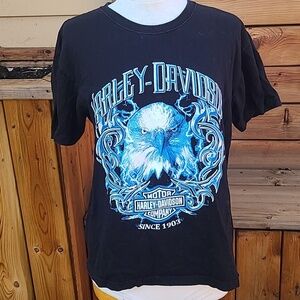 Harley davidson blue eagle t shirt